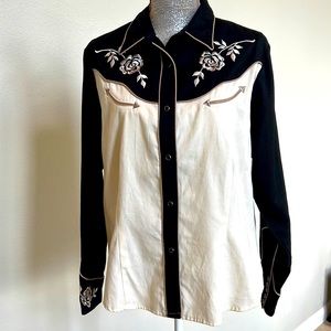 Vintage Roper embroidered Denver Colorado Ranchwear Western snap shirt top XL
